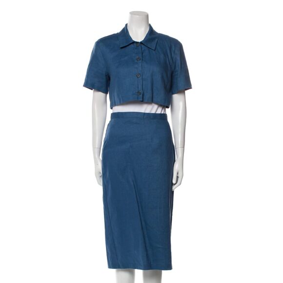 Reformation Two Piece Linen Skirt Set Lansby Blue Size 4 S - Picture 1 of 2